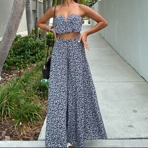 Aakaa Navy and White Floral Dress